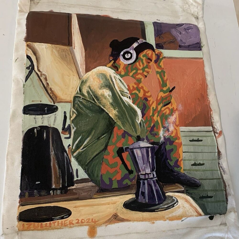 Hand Signed Acrylic Canvas “Distracted” by Lzuchukwu Luther Akunne (2024) COA